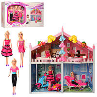 Двухэтажный кукольный домик Bellina 66924 с куклами и мебелью