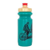 Фляга 0,6 Green Cycle DUDES on bike с большим соском, red nipple/ golden cap/ green bottle