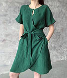 Плаття лляне жіноче на запах, розмір ХС-10ХХЛ, кольори на вибір, фото 9