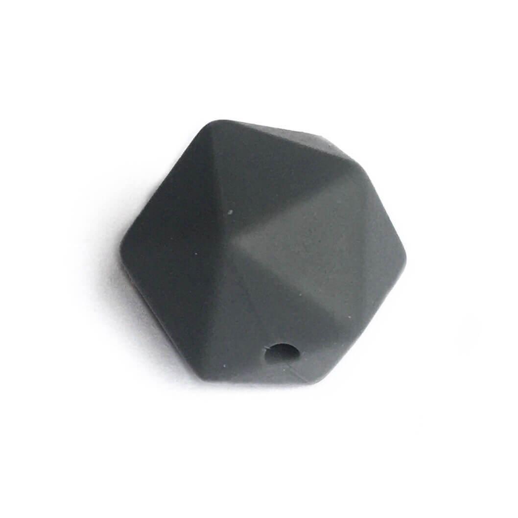 Середній ікосаедр (темно-сірий) 17 мм, силіконова намистина