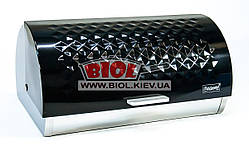 Хлібниця металева з металевою кришкою чорного кольору 38х25х18 см Maestro MR-1676BL