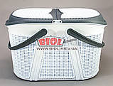 Кошик пластиковий для пікніка 25 л 44х31х27 см (колір — білий) Irak Plastik SP-125-2, фото 2
