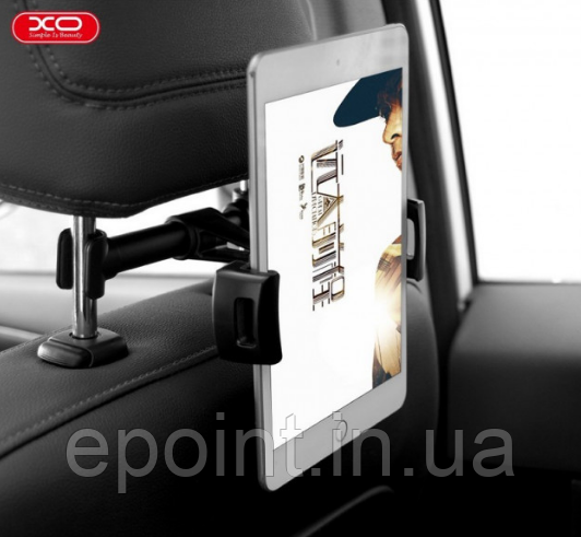 Універсальний автомобільний тримач для смартфона або планшета з кремленням на підголівник, чорний колір, фото 1
