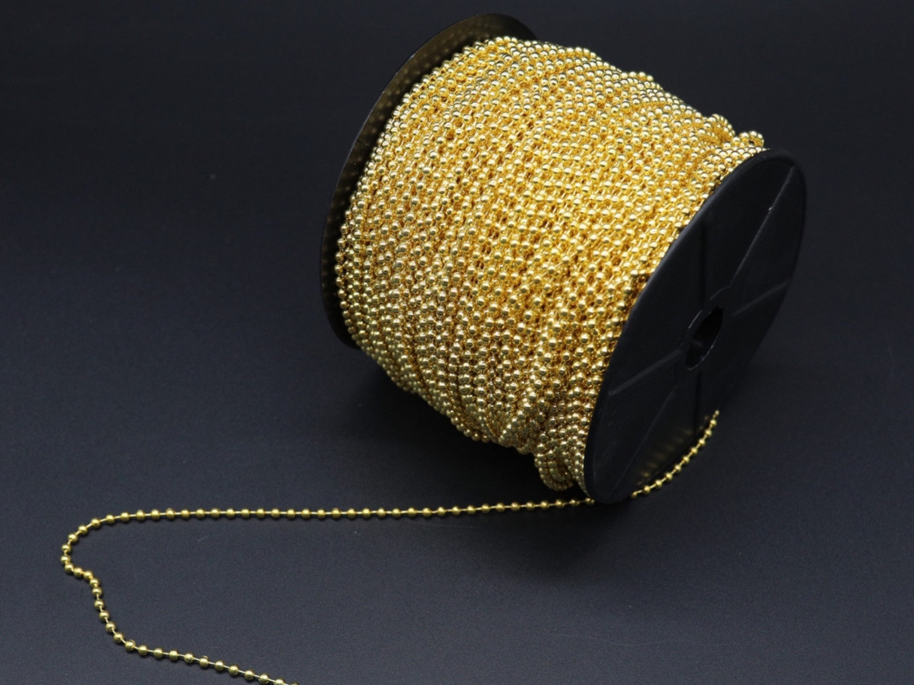 Ланцюжок кульковий на метраж Декоративний 2.4 мм Біжутерія ланцюг для декупажу Фурнітура "Золото"