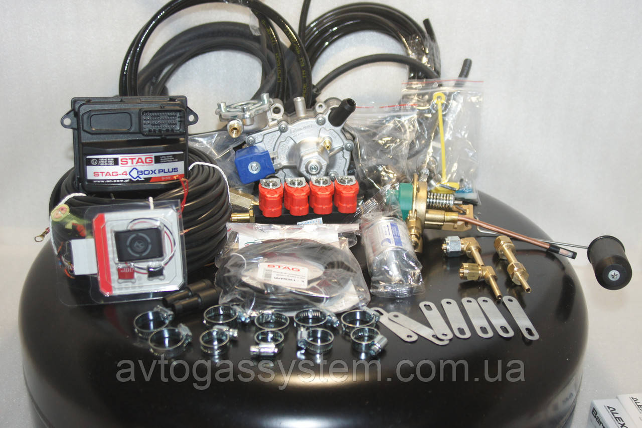 Комплект ГБО 4 покоління Stag Qbox Plus/Tomasetto/форсунки Stag W 01 з балоном під запаску