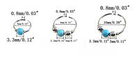 Пирсинг кольцо в нос набор 3 шт, сережка с шариками, 6 мм, 8 мм и 10 мм серебро с бирюзовой бусиной