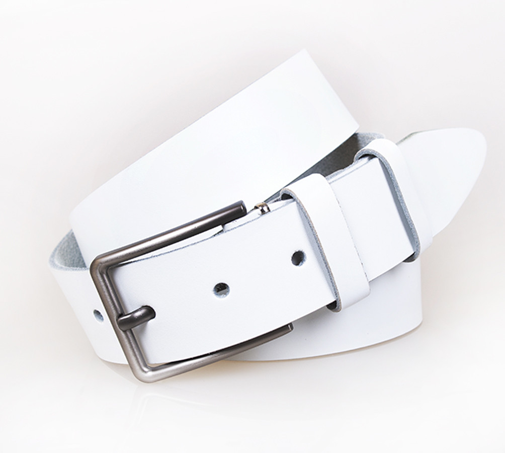 Чоловічий ремінь з натуральної шкіри під джинси 5004 Білий, фото 1