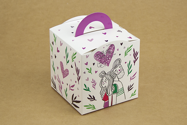 Коробка "Кубик з ручкою" М0067-о1 "Love", розмір: 115*115*115 мм