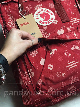 Жіночий рюкзак бордовий канкен Fjallraven Kanken Art 16л в японському стилі, фото 3