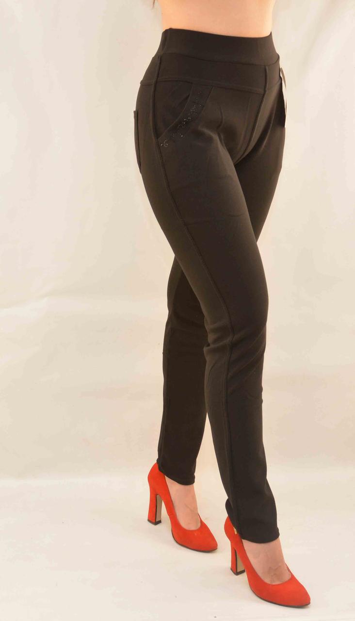 Штани жіночі для офісу Лосини з кишенями Ластівка 2XL (50) Чорний