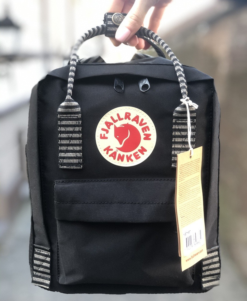 Рюкзак Канкен Fjallraven Kanken mini Black Striped 7л Живе фото. Преміум топ