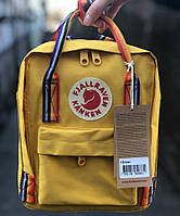 Рюкзак Канкен Fjallraven Kanken mini Yellow Rainbow 7л. Живое фото. Премиум топ