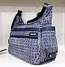 Сумка жіноча молодіжна через плече тканинна модна синя в клітинку Dolly 649 один відділ 36*26*18см, фото 7