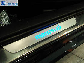 Mazda 6 2009-2014 накладки на пороги з підсвіткою комплект передні задні Новий Оригінал