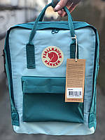 Рюкзак Канкен Fjallraven Kanken Blue Green 16 литров. Живое фото. Premium replic