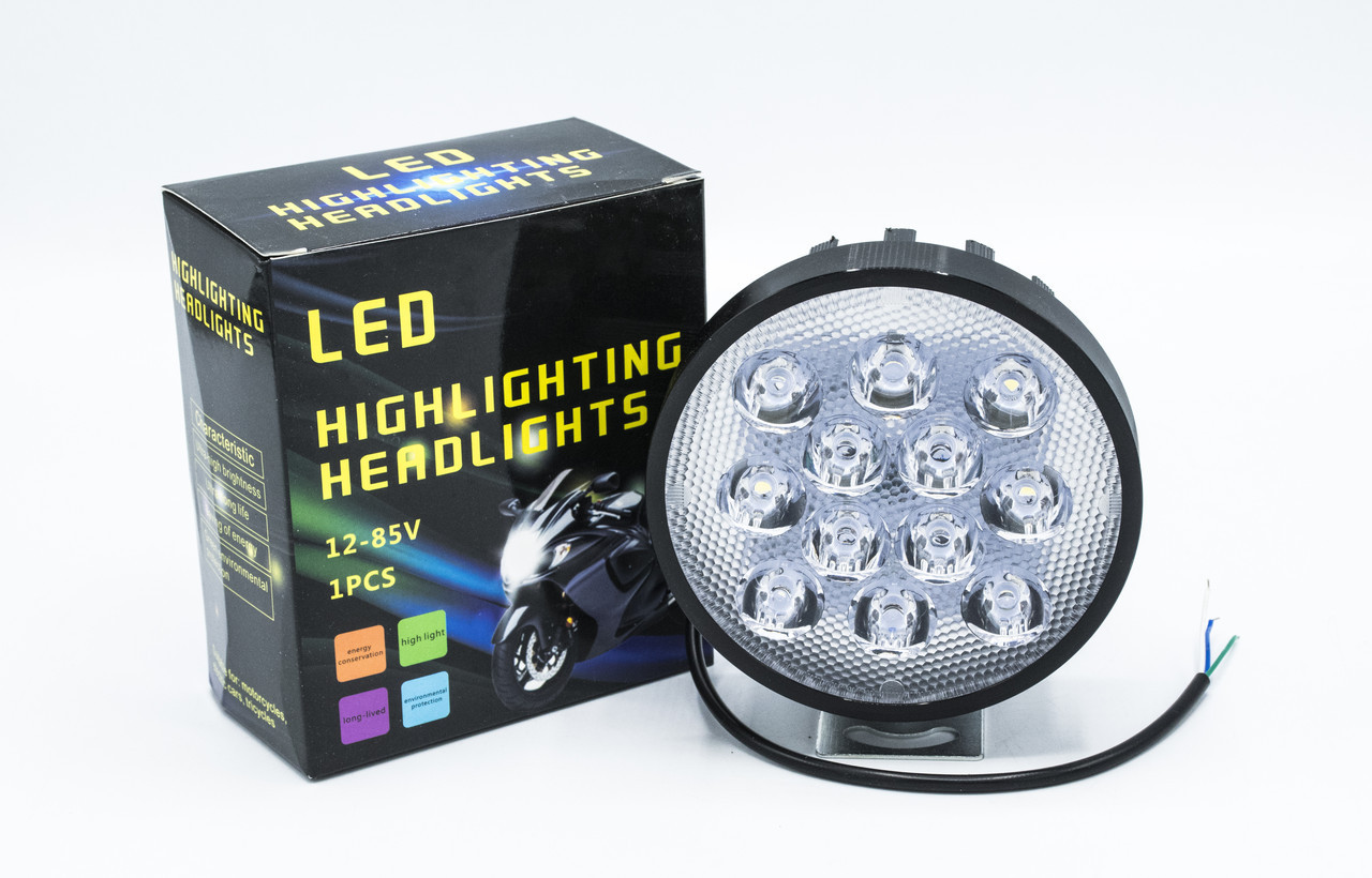 Світлодіодна фара доп світла з функцією стробоскопа "12 LED Big-Flash" / білий / 1шт