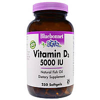 Вітамін Д3, Bluebonnet Nutrition, 5000 МО, 250 кап.