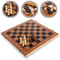 Настільна гра 3 в 1 шахи, нарди, шашки дерев'яні Zelart Chess Set 3029 (29x29 см)