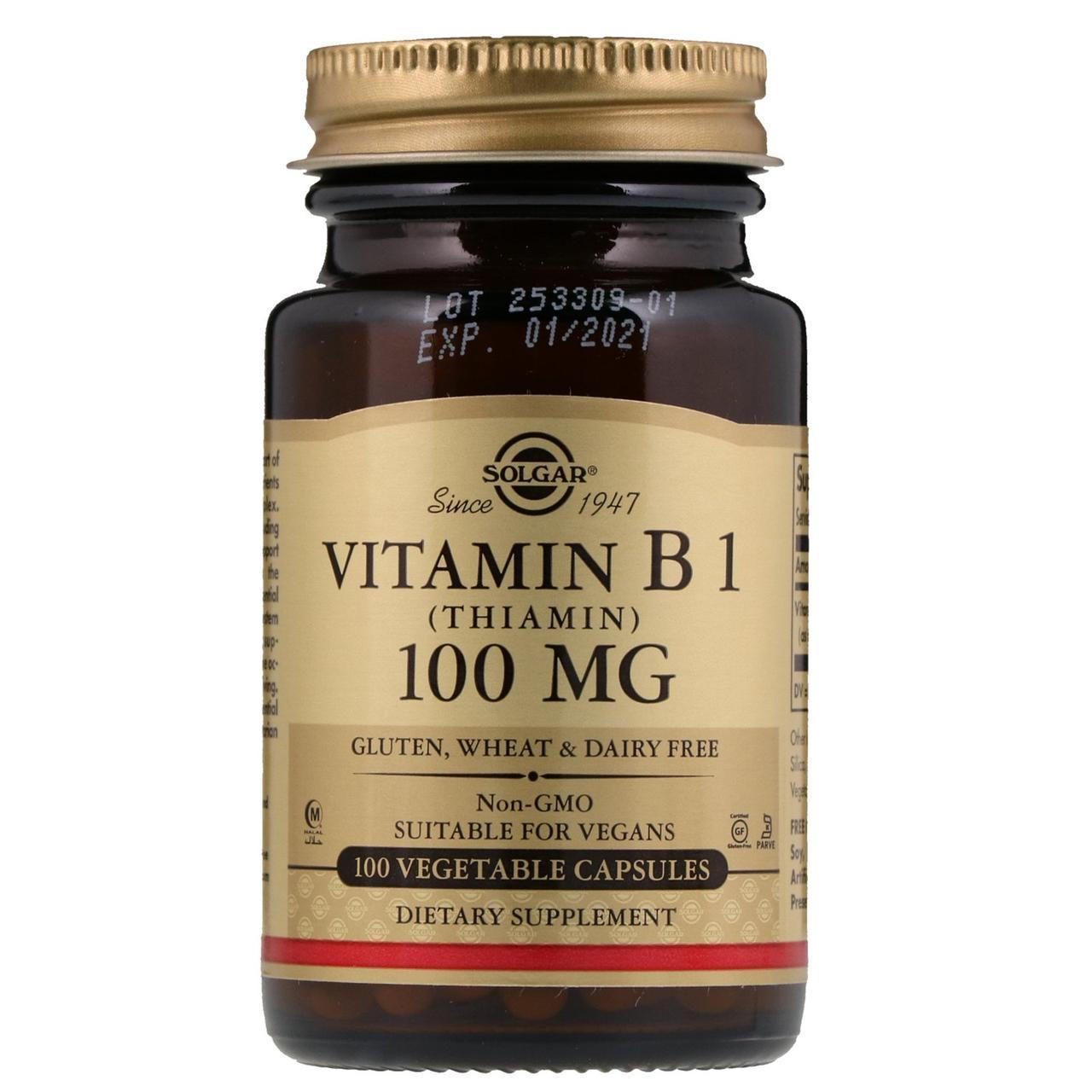 Тиамин (Vitamin B1), Solgar, Витамин В1, 100 мг,100 капсул (ID ...
