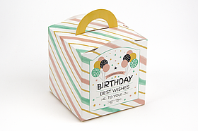 Коробка "Кубик з ручкою" М0067-о2 "Birthday", розмір: 115*115*115 мм