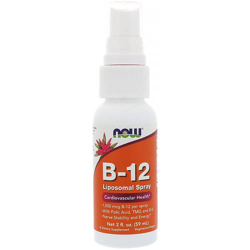 Витамин В12, B-12 Liposomal Spray, Now Foods, липосомальный спрей, 60 ...