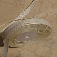 Стрічка репсова в горох №42 молочний шириной 0,9 см