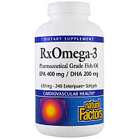 Рыбий жир, Омега 3, Rx Omega-3, Natural Factors, 630 мг, 240 кап.