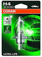 Автолампа OSRAM H4 12V 60/55W P43T / ULTRA LIFE