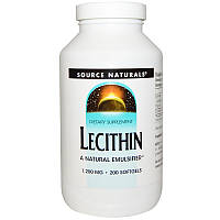 Лецитин, Lecithin, Source Naturals, 1200 мг, 200 капсул