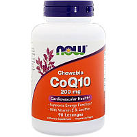 Коензим Q10 (CoQ10, Chewable), Now Foods, 200 мг, 90 жват. табл.