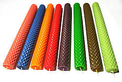 Свічки з кольорової вощини катані ручної роботи (висота 26 см діаметр 2,3 см)