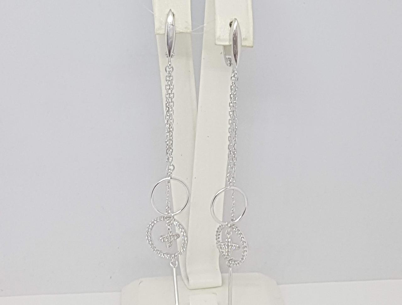 Срібні сережки з фіанітами.   3400.1