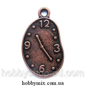 Метал. підвіска "годинник" мідь (1,3х2,2 см) 8 шт. в уп.