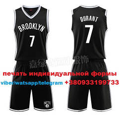 Баскетбольна чорна форма Durant No7 (майка + шорти) Brooklyn Nets