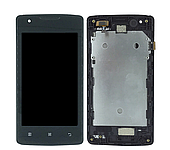 Оригінальний дисплей (модуль) + тачскрін (сенсор) з рамкою для Lenovo A1000 (чорний колір, сервісний)