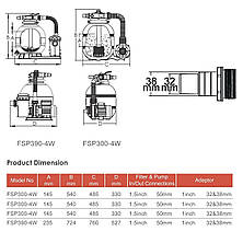 Пісочний фільтр для басейну Emaux FSP390-SD75 (8 м3/год, D400), фото 4