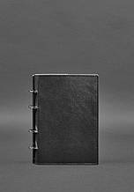 Блокнот з кільцевим механізмом та твердою обкладинкою з натуральної шкіри Чорний