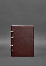 Блокнот з кільцевим механізмом та твердою обкладинкою з натуральної шкіри Бордовий