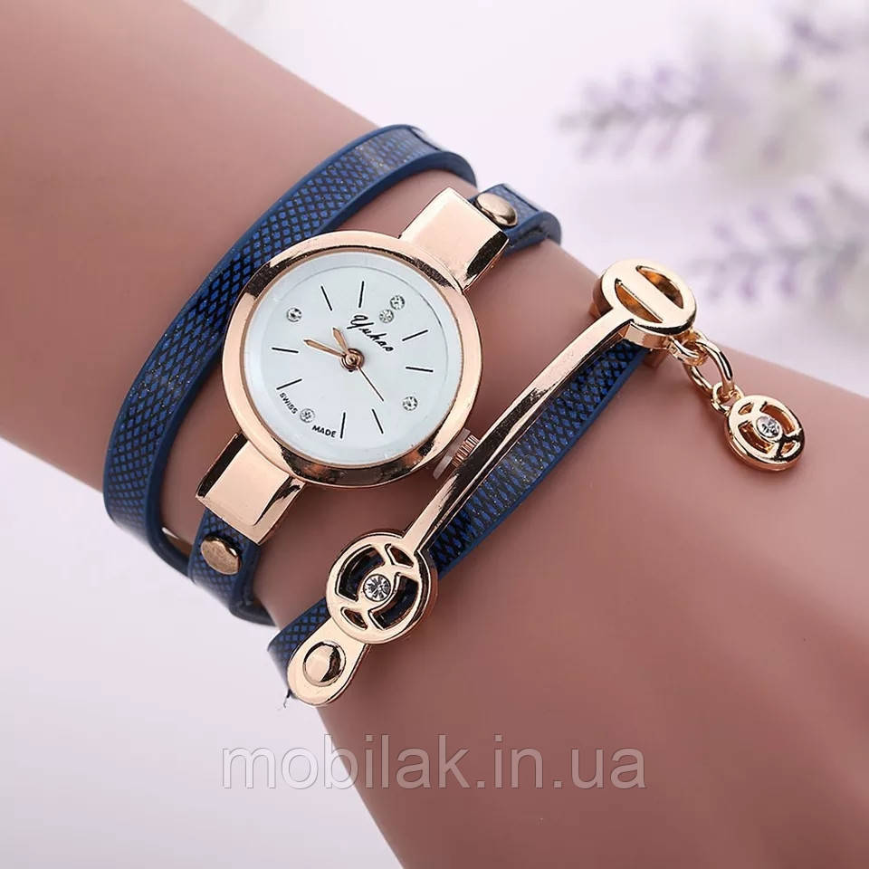 Жіночий годинник Mnycxen зі шкіряним ремінцем Blue