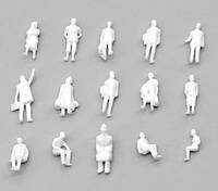Набор 9 шт. миниатюрные фигурки людей 2,4 см для диорамы или декорации 1:87, цвет белый