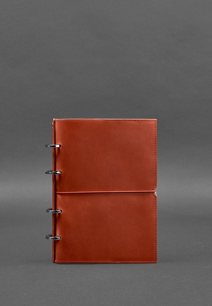 Блокнот із кільцевим механізмом з м'якою обкладинкою з натуральної шкіри закривається на гумку, фото 1