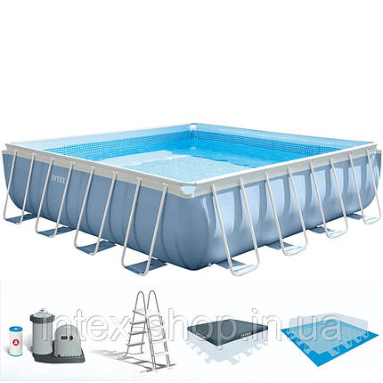 Каркасний басейн Intex 26798, ( 488х488х122 см) (Картріджний фільтр 5678 л/год, тент, підстилка, драбина), фото 1