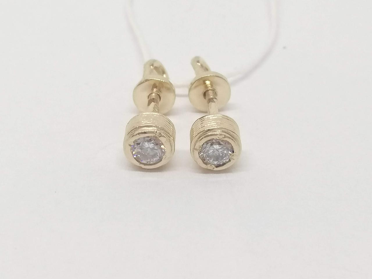 Золоті сережки-пуссети з фіанітами. 3533296, фото 1