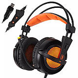 Навушники Sades A6 7.1 Virtual Surround Sound Black/Orange, фото 2