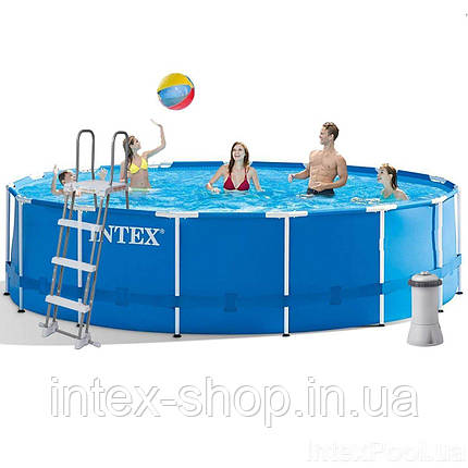 Каркасний басейн Intex 28242 (457x122 см) (Картріджний фільтр-насос 3 785 л/год, драбина, тент, підстилка), фото 2