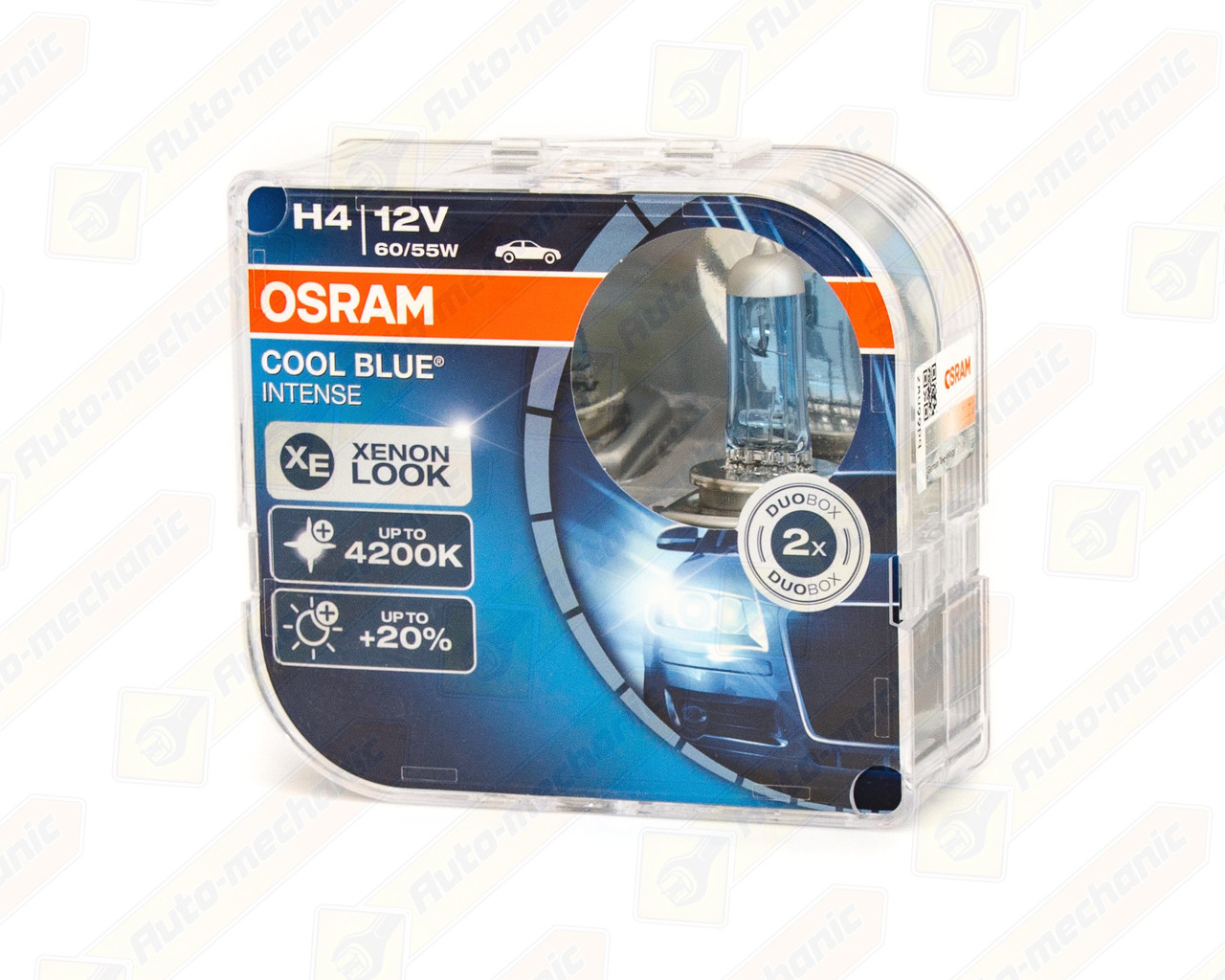 Лампа галогенна H4 12V 60/55W Cool Blue + 20% - XENON LOOK + 20% (2 шт. блістер) ближнє / дальнє світло