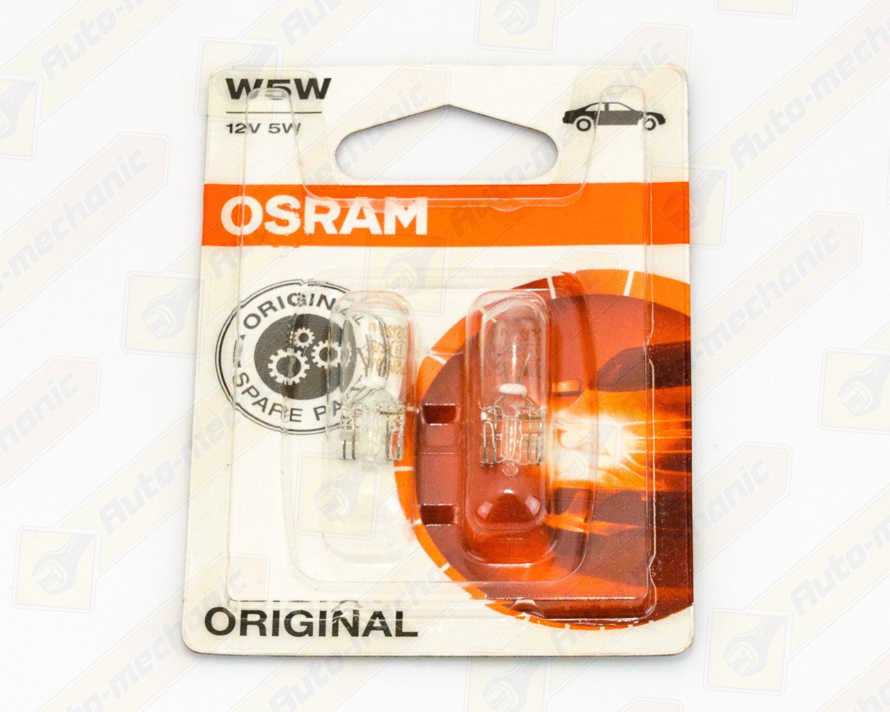 Лампа безцокольна W5W 12V 5W - (2шт. блістер) передні габарити, підсвічування номера. повтор. повороту, фото 1
