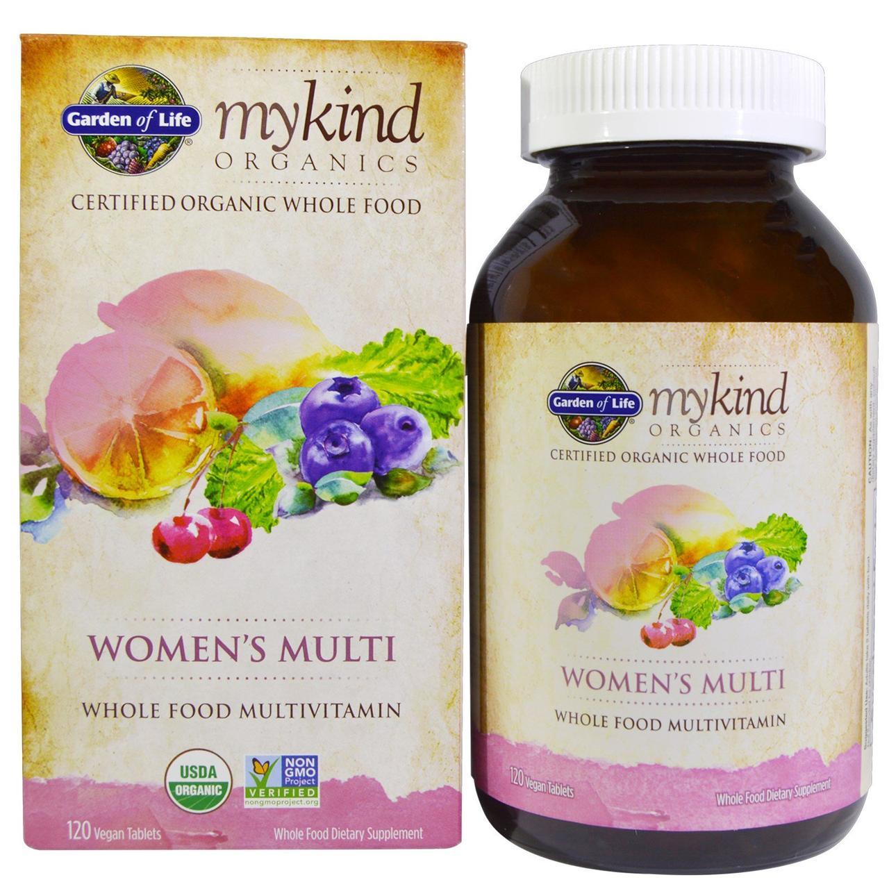 Garden of Life, KIND Organics, Мультивитамины для женщин, 120 веганских таблеток - фото 1 - id-p1121851479
