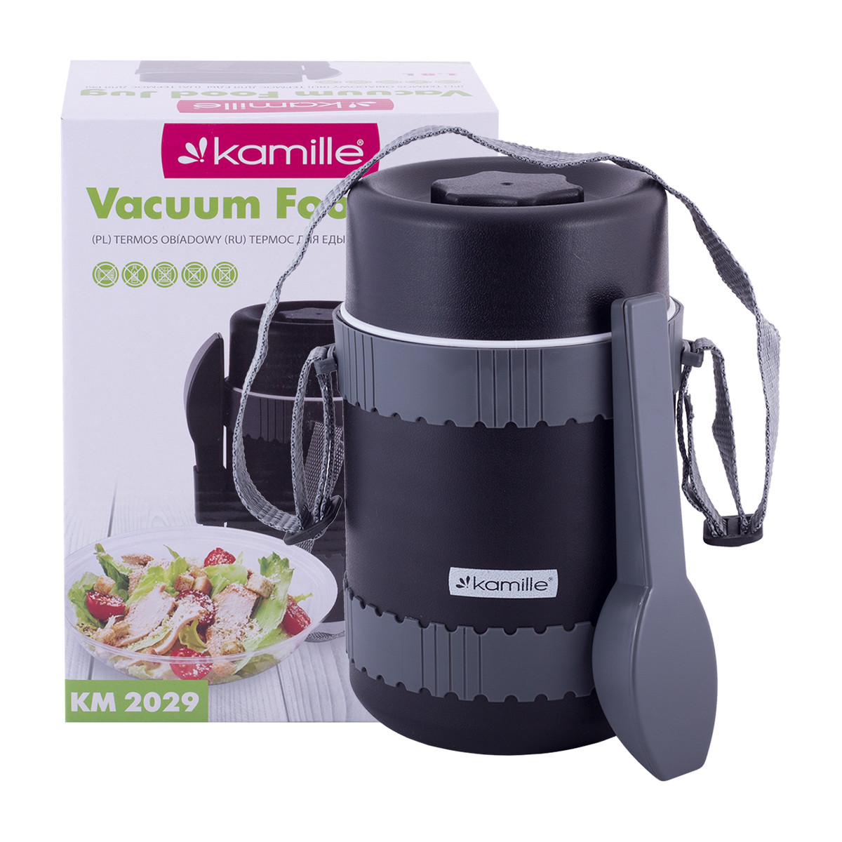 Термос харчовий обідній для супу Kamille 1800мл пластиковий KM-2029, фото 1