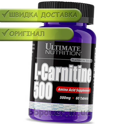 L-Карнітин Ultimate L-Carnitine 500 mg 60 таб, фото 2